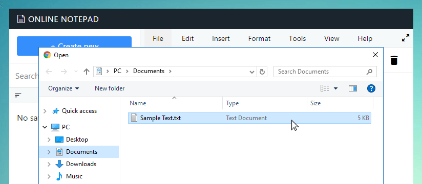 Open file dialog in Sighseo